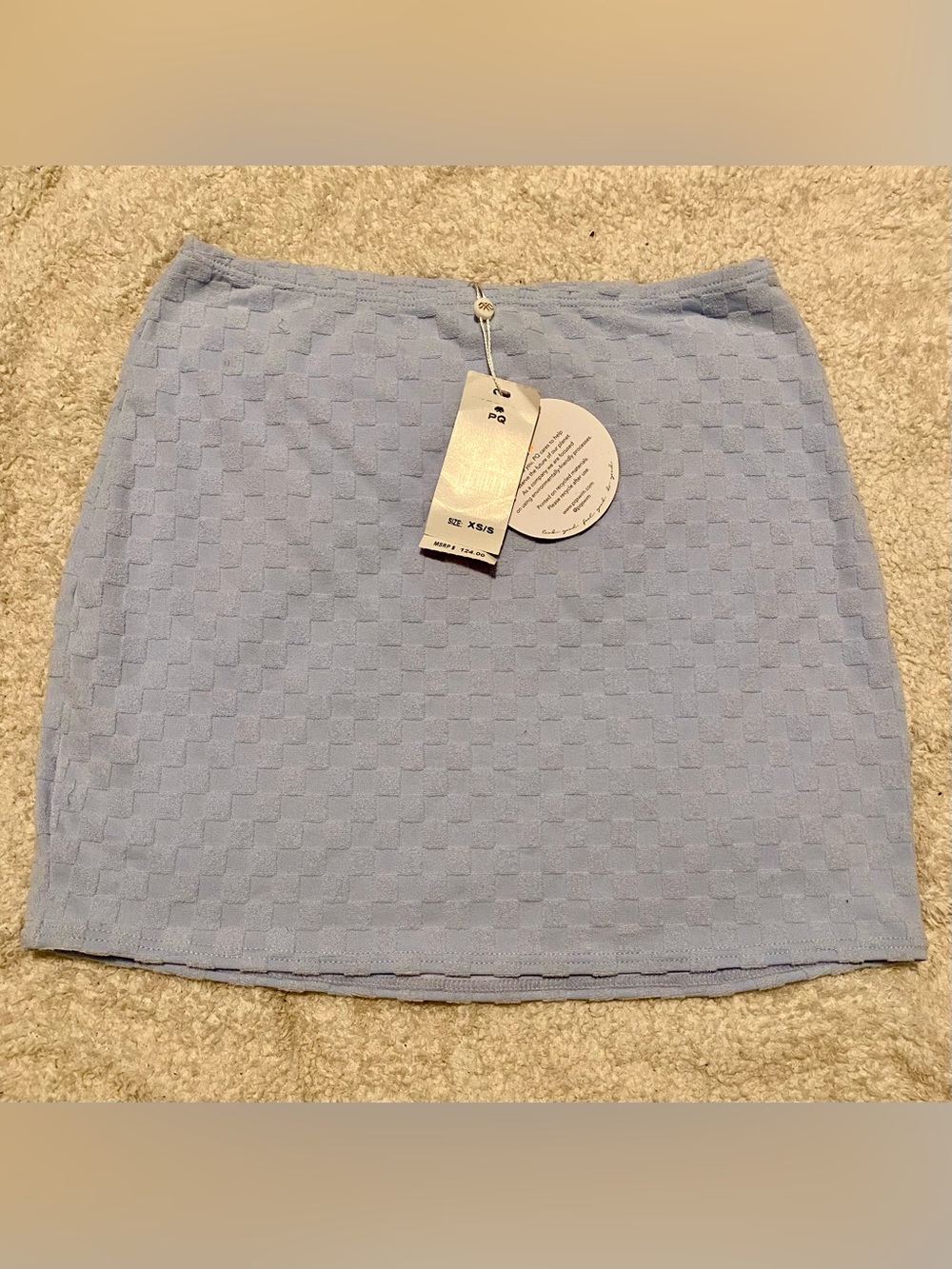 Coastal Light Blue Checkered PQ Mini Skirt